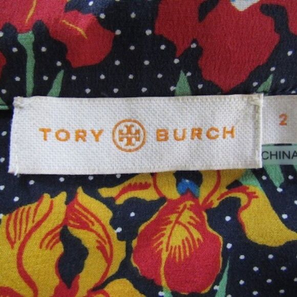 Tory Burch Floral & Polka Dot Silk Blouse Shirt Size 2 - Picture 14 of 16